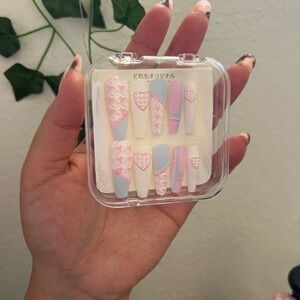 Pink and Blue Decorative Nail Set